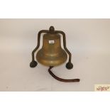 An approx. 10" brass Fire Engine hand bell with le