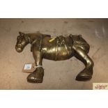 A large brass cart horse profile ornament (AF)