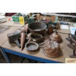 A large quantity of copper and brassware including