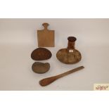 A collection of various treen items including 18th