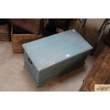 A blue painted 19th Century pine box