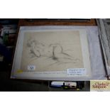 James Govier reclining nude pencil drawing