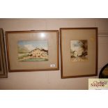 Two unsigned framed and glazed watercolour studies