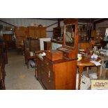 An Edwardian mahogany tile topped and backed wash