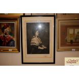 A framed and glazed Victorian portrait print signed Gibbs bottom right