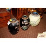 Three cloisonné vases AF