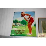 A reproduction golfing advertising sign