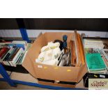 A box of miscellaneous kitchenalia