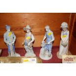 Four Lladro style porcelain figurine groups