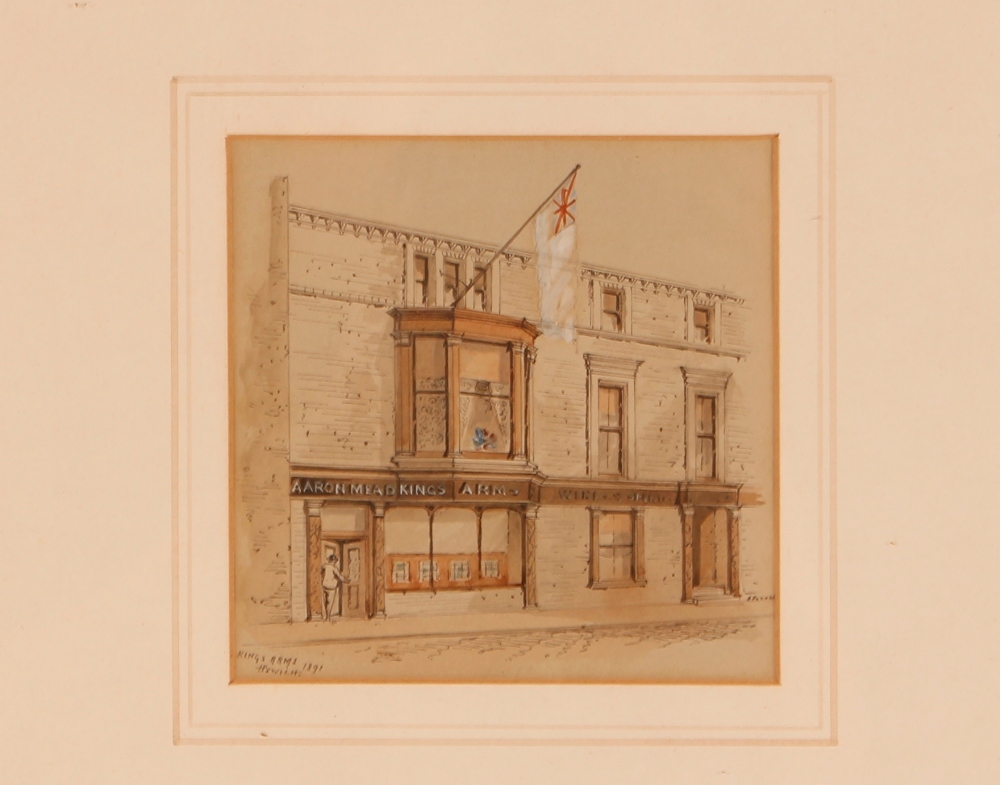 Edward Pococke 1843-1901, pair of studies of the Old Kings Arms, Ipswich, signed watercolours - Image 2 of 3