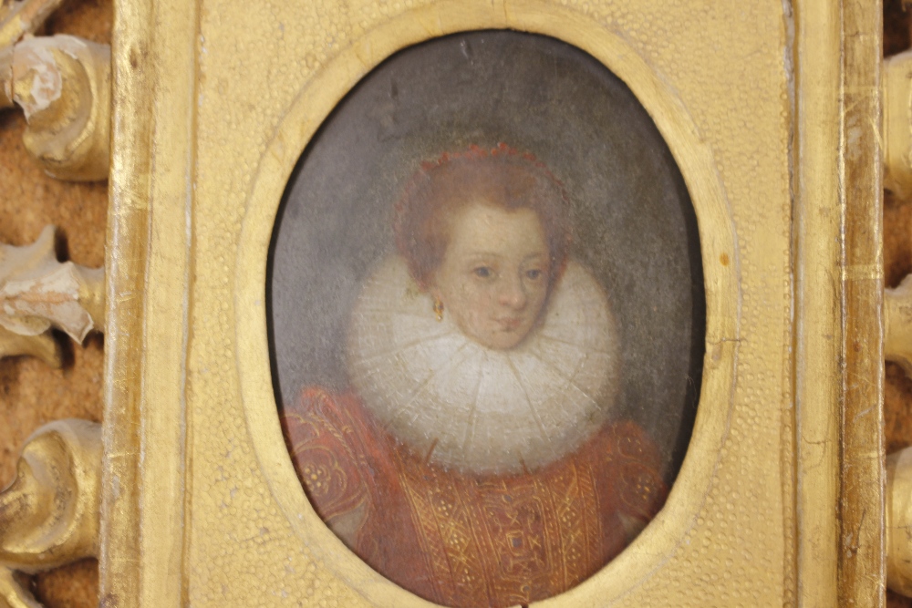 A pair of 18th Century miniature portraits, possibly Elizabeth I and Walter Raleigh contained in - Image 5 of 12