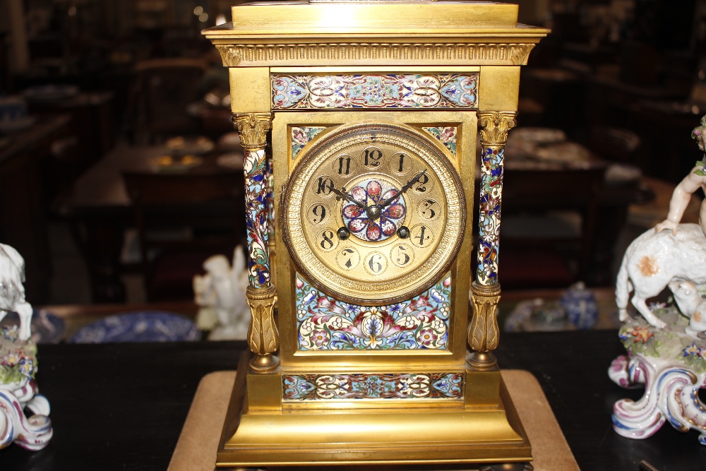 An Ormolu and enamel clock garniture, the clock surmounted by a urn finial, circular dial supporting - Bild 2 aus 16