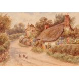 W Carter, study of a country cottage with geese outside, 17cm x 12.5cm; and Jay Williams study of