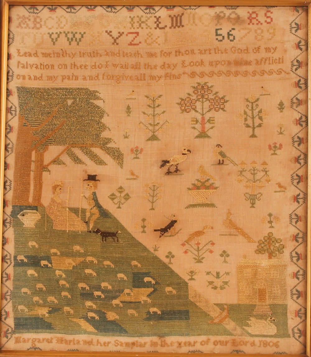 A 19th Century sampler, decorated with alphabet, n - Image 2 of 8