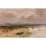 R André, study of the River Alde Suffolk, initialled and dated 1896, watercolour, 24.5cm x 38.5