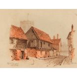 Edward Pococke 1843-1901, study of The Eagle, Foundry Street, Ipswich, signed watercolour, 12.5cm