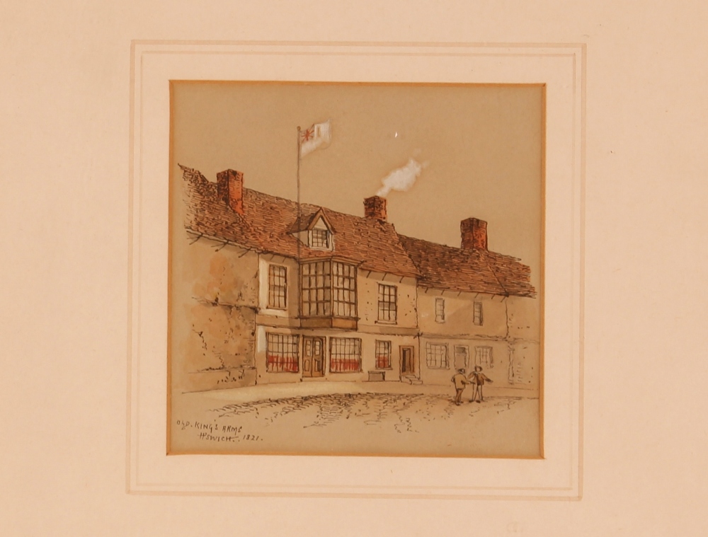 Edward Pococke 1843-1901, pair of studies of the Old Kings Arms, Ipswich, signed watercolours - Image 3 of 3