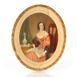 19th Century English school, portrait study of a seated lady believed to be Dora Roberts beside a