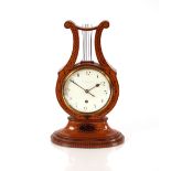 A satin wood cased lyre shaped mantel clock, by J C Jenners & Son London, 35cm high
