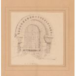 Attributed to John Sell Cotman, study of The Norman Entrance to South Burlingham Church, pencil