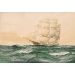 William Minshall Birchall (1884-1941), study of a North Atlantic clipper, signed watercolour dated