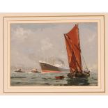 Deryck Foster RSMA born 1924, "Canopia, In The Thames", signed watercolour, 17cm x 24cm