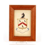 A 19th Century watercolour depicting a Heraldic device in arched gilt foliate frame, "Ne Vile