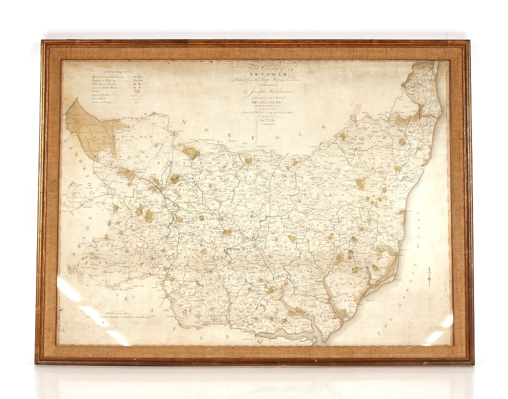 After William Faden, an antique map of the "County of Suffolk", 56cmx  77cm