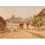 George Hall, "Village of Corfe, Dorset" signed watercolour, 26.5cm x 37cm