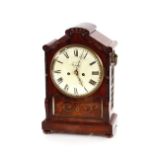 A 19th Century mahogany and brass inlaid bracket clock, by Leach of Romsey, eight day movement