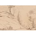 Attributed to J.C. Nattes, circa 1765-1822 a pencil sketch inscribed "Sand Pit Aspley" with