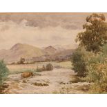 Louis Pinhorn Wood, exhibited 1870-1891, "Three Keld Near Keswick 1890", label verso, pencil