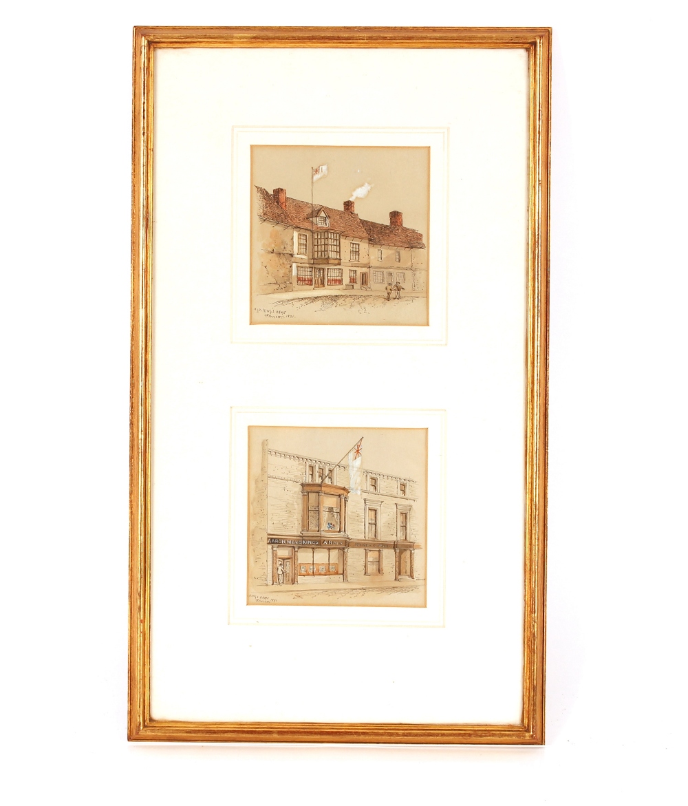 Edward Pococke 1843-1901, pair of studies of the Old Kings Arms, Ipswich, signed watercolours