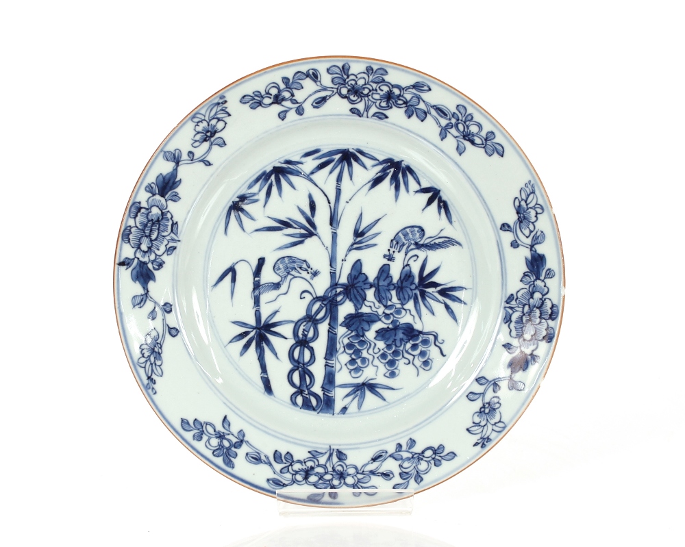 Five 19th Century Chinese blue and white plates, decorated with squirrels amongst bamboo shoots, - Image 5 of 5