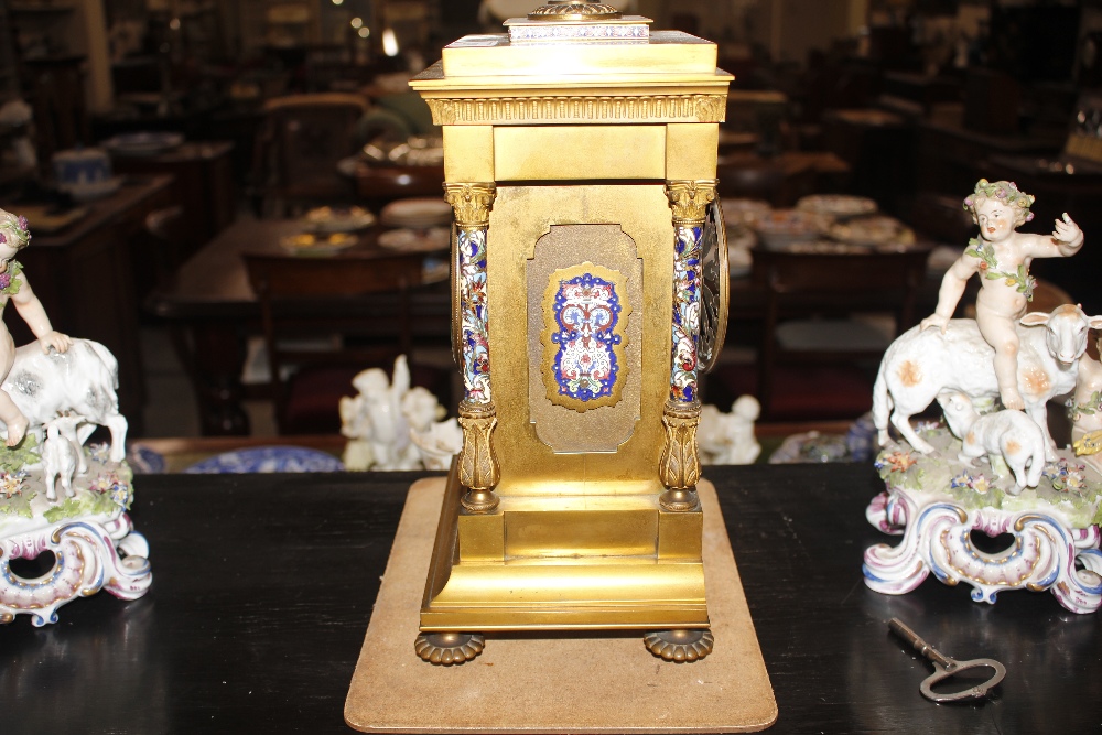 An Ormolu and enamel clock garniture, the clock surmounted by a urn finial, circular dial supporting - Bild 4 aus 16