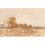 Hamilton Chapman, study of sheep and shepherd, signed watercolour dated 1918, 25cm x 38.5cm