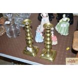 A pair of substantial 19th Century brass candlesti