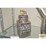 A silver mounted glass inkwell AF