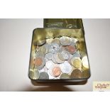 A box of mixed world coinage