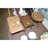 Three miniature stools