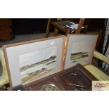 Two frame and glazed watercolour studies of the Ri