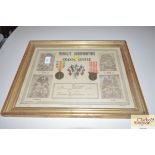 A WW1 French framed medals with citation to soldie