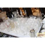 A quantity of various table glassware