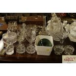 A quantity of various glassware including rummers,