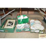 Three boxes of various sundry glass and china etc