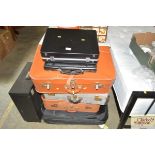 Seven various suitcases and bags etc