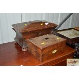 A 19th Century rosewood sarcophagus shaped tea cad