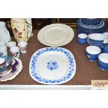 A china blue and white leaf pattern meat plate; an