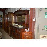 An Edwardian walnut mirror back sideboard