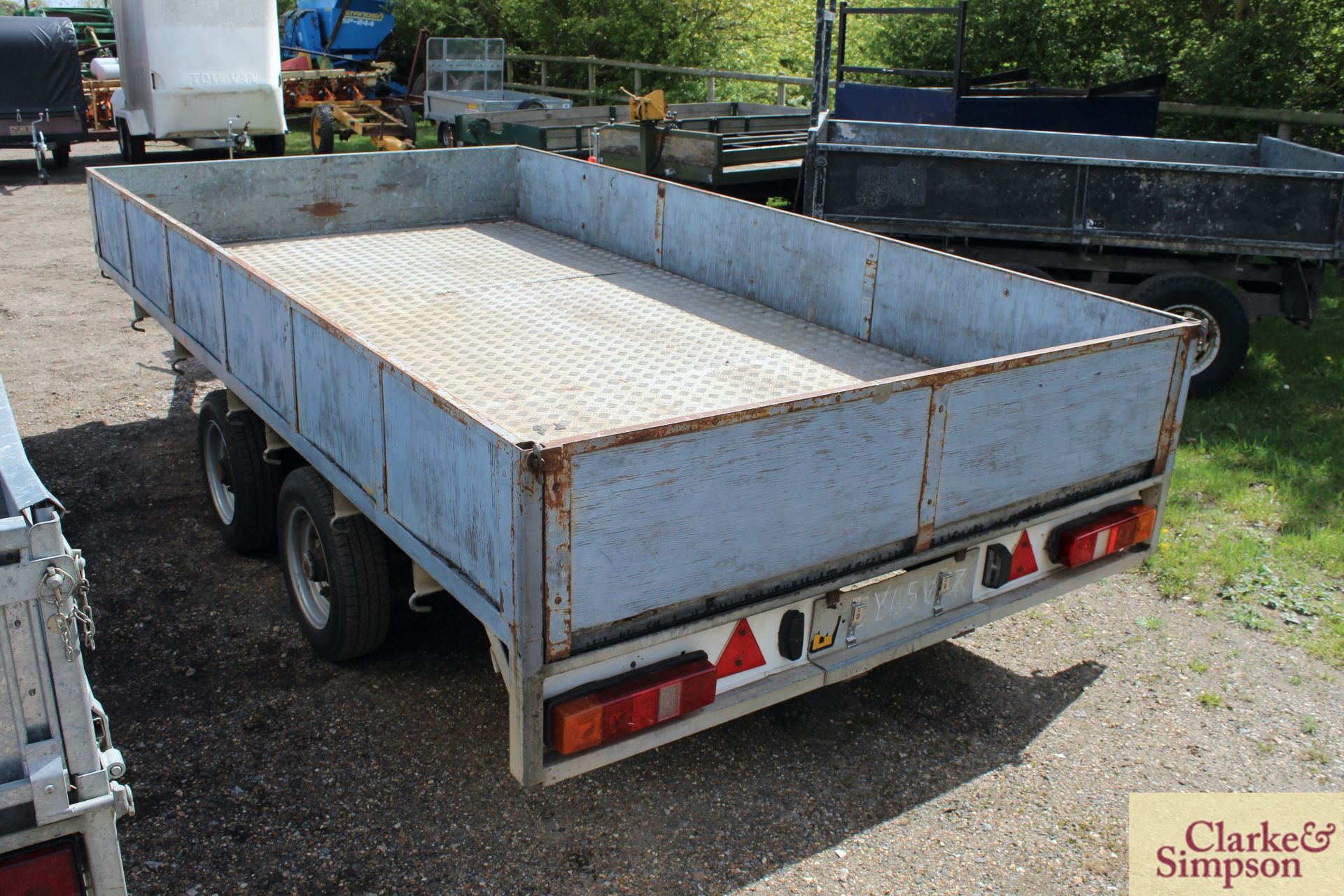 Ifor Williams DP120G 12ft x 6ft6in twin axle trailer. Serial number 68578. With fixed sides and - Image 2 of 8